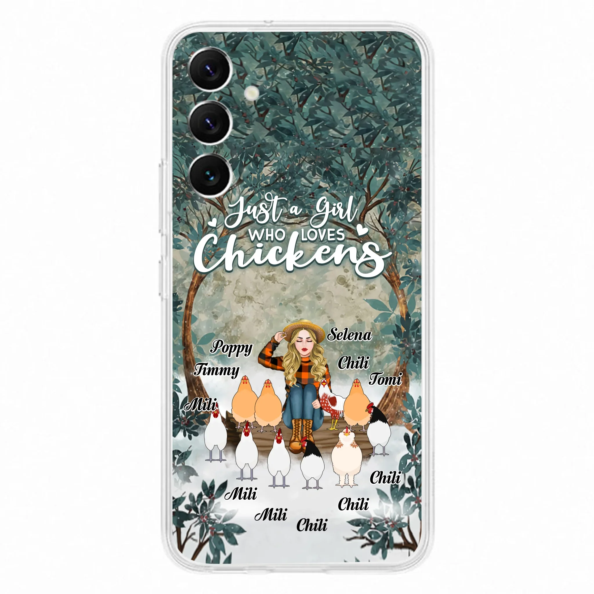 Custom Personalized Just A Girl Who Loves Chickens Phone Case - Girl With Upto 10 Chickens - Case For iPhone And Samsung