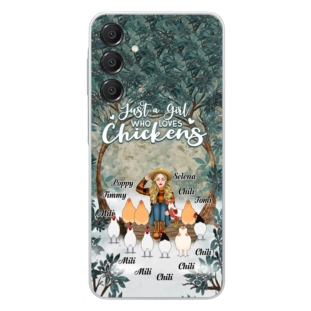 Custom Personalized Just A Girl Who Loves Chickens Phone Case - Girl With Upto 10 Chickens - Case For iPhone And Samsung