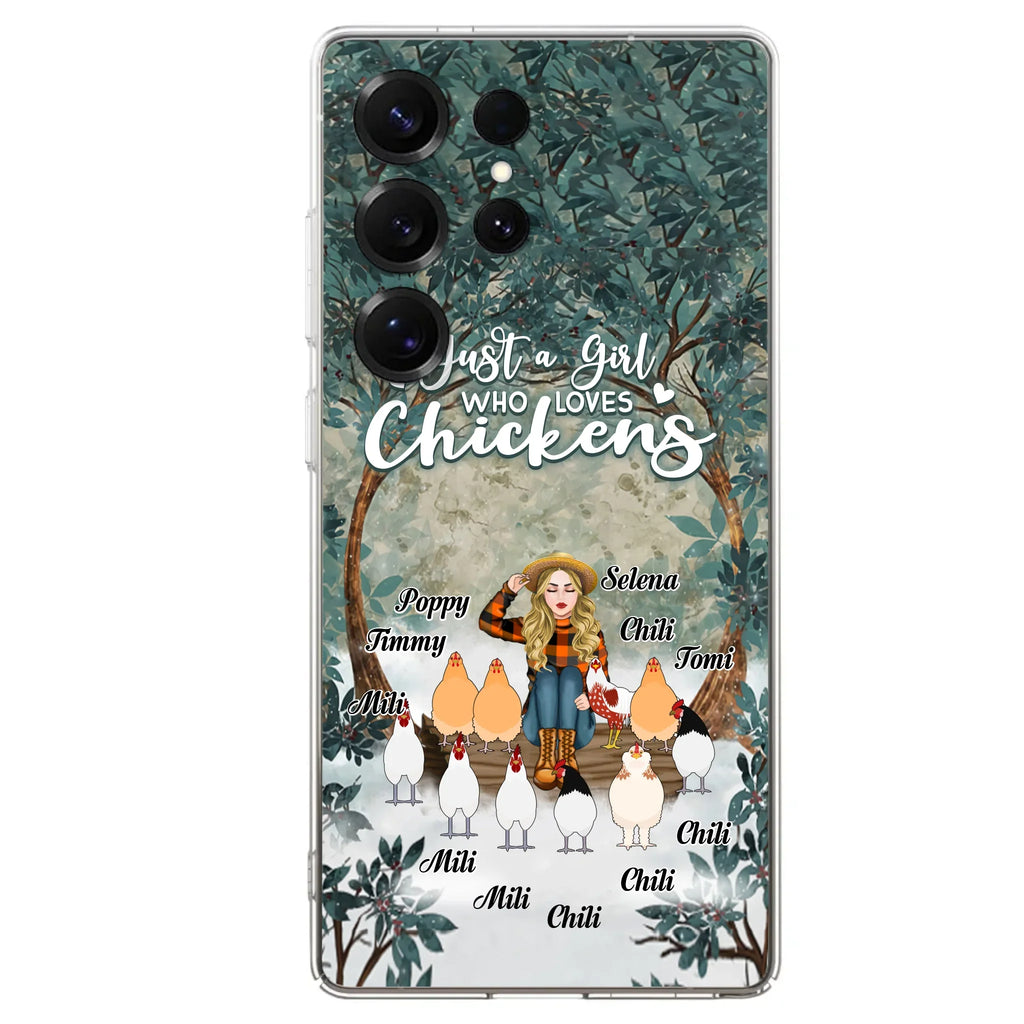 Custom Personalized Just A Girl Who Loves Chickens Phone Case - Girl With Upto 10 Chickens - Case For iPhone And Samsung