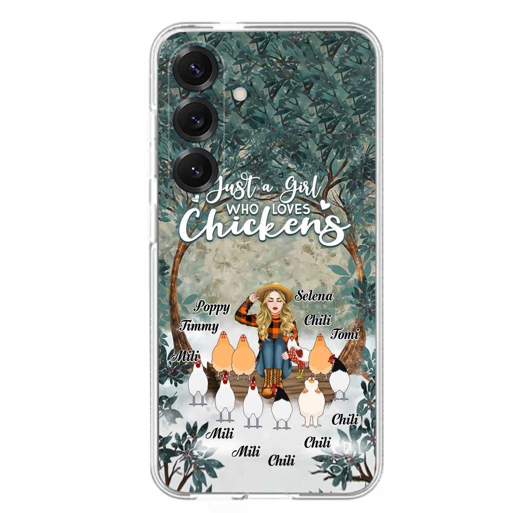 Custom Personalized Just A Girl Who Loves Chickens Phone Case - Girl With Upto 10 Chickens - Case For iPhone And Samsung
