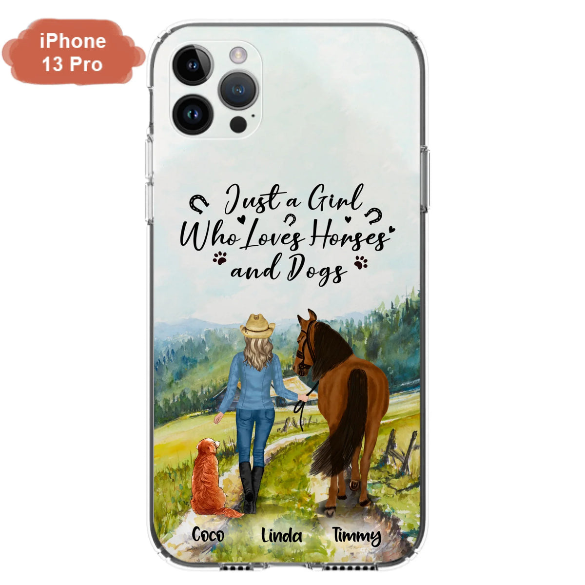 Personalized Horse And Dog Phone Case - Man/Woman/Girl/Boy With Upto 2 Horses And 4 Dogs - Gift For Horse/Dog Lover - Case For iPhone And Samsung