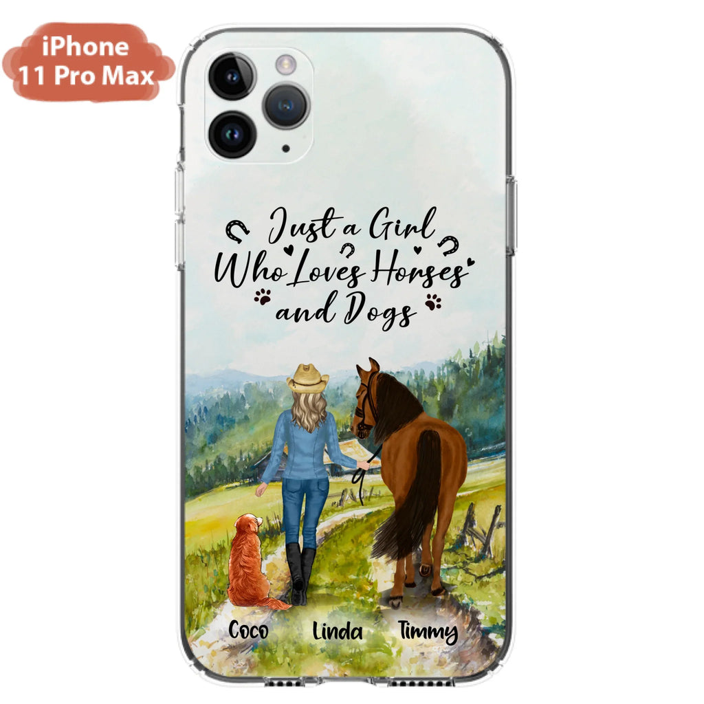Personalized Horse And Dog Phone Case - Man/Woman/Girl/Boy With Upto 2 Horses And 4 Dogs - Gift For Horse/Dog Lover - Case For iPhone And Samsung