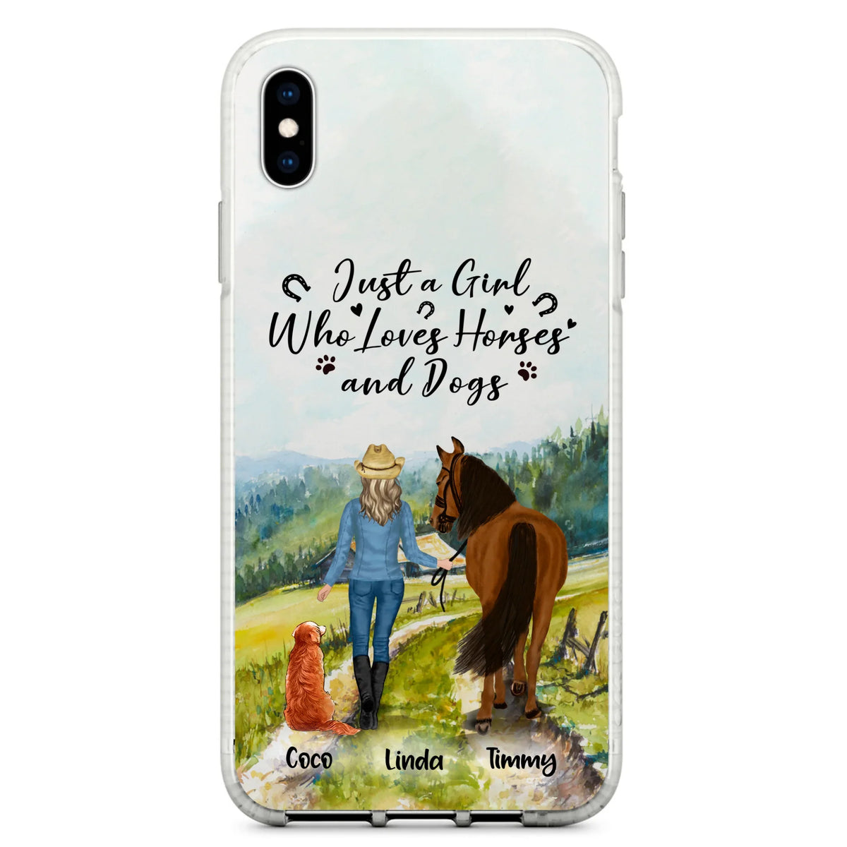 Personalized Horse And Dog Phone Case - Man/Woman/Girl/Boy With Upto 2 Horses And 4 Dogs - Gift For Horse/Dog Lover - Case For iPhone And Samsung