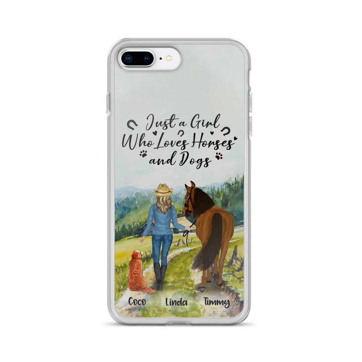 Personalized Horse And Dog Phone Case - Man/Woman/Girl/Boy With Upto 2 Horses And 4 Dogs - Gift For Horse/Dog Lover - Case For iPhone And Samsung