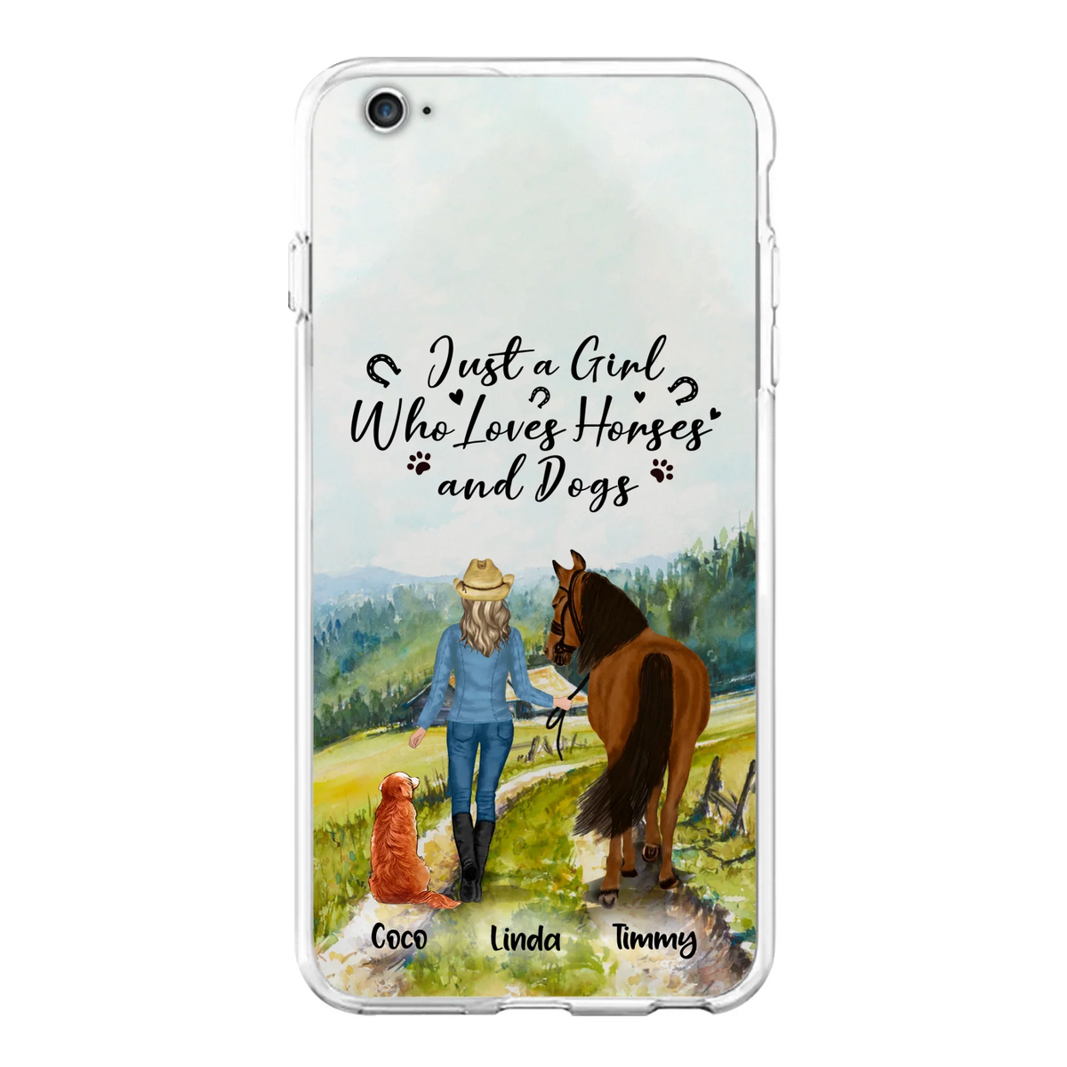 Personalized Horse And Dog Phone Case - Man/Woman/Girl/Boy With Upto 2 Horses And 4 Dogs - Gift For Horse/Dog Lover - Case For iPhone And Samsung