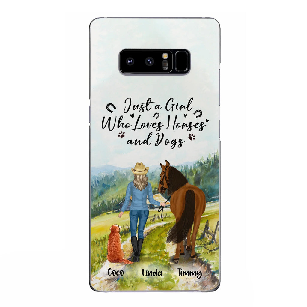 Personalized Horse And Dog Phone Case - Man/Woman/Girl/Boy With Upto 2 Horses And 4 Dogs - Gift For Horse/Dog Lover - Case For iPhone And Samsung
