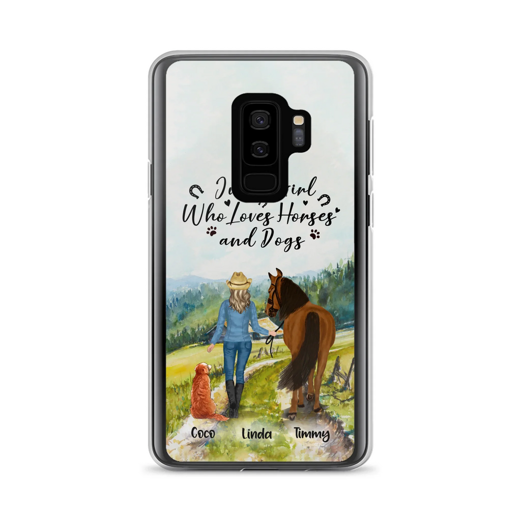 Personalized Horse And Dog Phone Case - Man/Woman/Girl/Boy With Upto 2 Horses And 4 Dogs - Gift For Horse/Dog Lover - Case For iPhone And Samsung