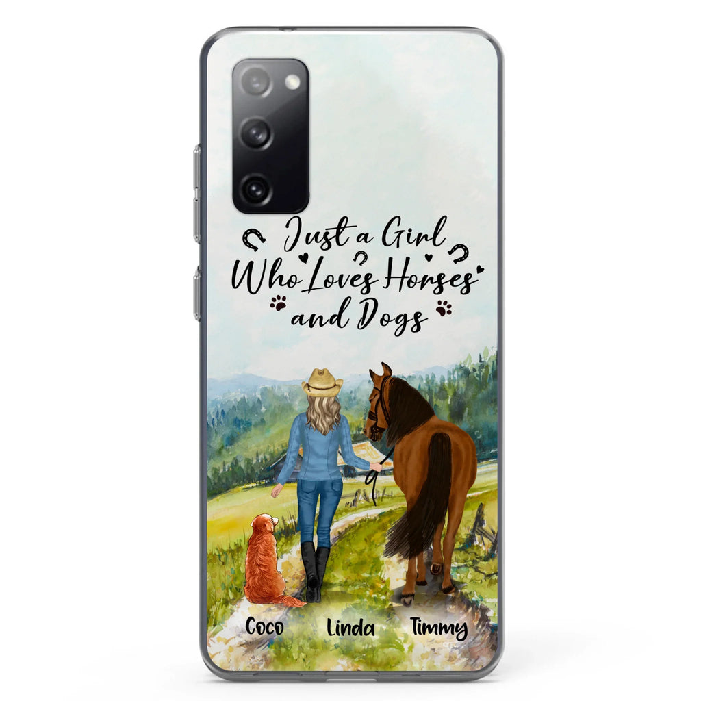 Personalized Horse And Dog Phone Case - Man/Woman/Girl/Boy With Upto 2 Horses And 4 Dogs - Gift For Horse/Dog Lover - Case For iPhone And Samsung