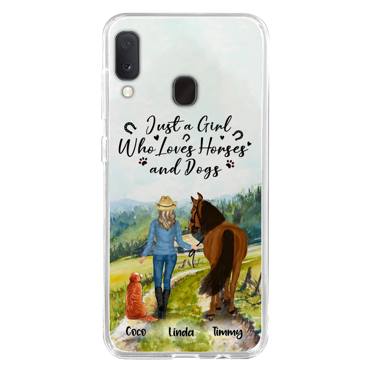 Personalized Horse And Dog Phone Case - Man/Woman/Girl/Boy With Upto 2 Horses And 4 Dogs - Gift For Horse/Dog Lover - Case For iPhone And Samsung