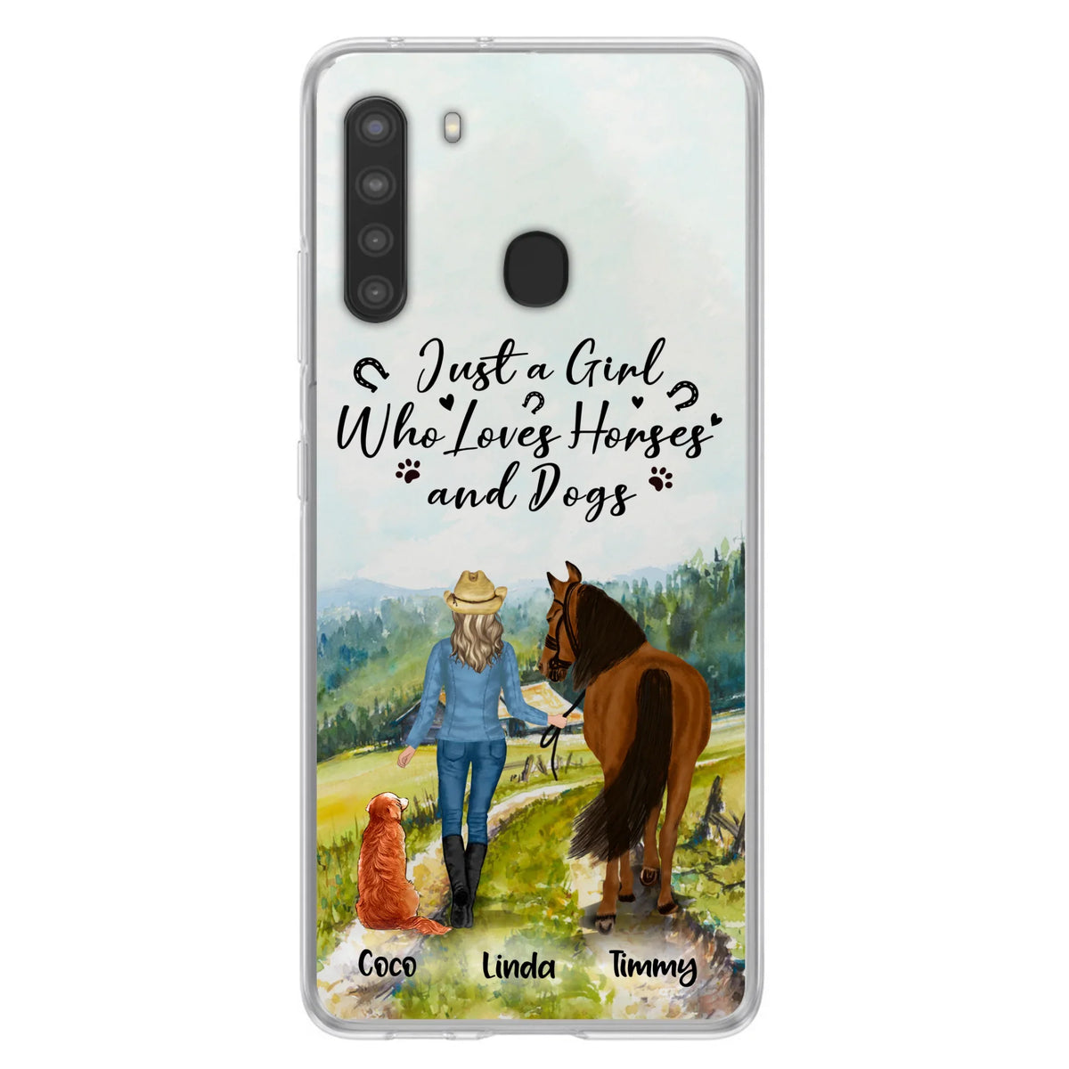 Personalized Horse And Dog Phone Case - Man/Woman/Girl/Boy With Upto 2 Horses And 4 Dogs - Gift For Horse/Dog Lover - Case For iPhone And Samsung