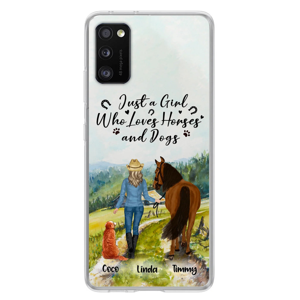 Personalized Horse And Dog Phone Case - Man/Woman/Girl/Boy With Upto 2 Horses And 4 Dogs - Gift For Horse/Dog Lover - Case For iPhone And Samsung