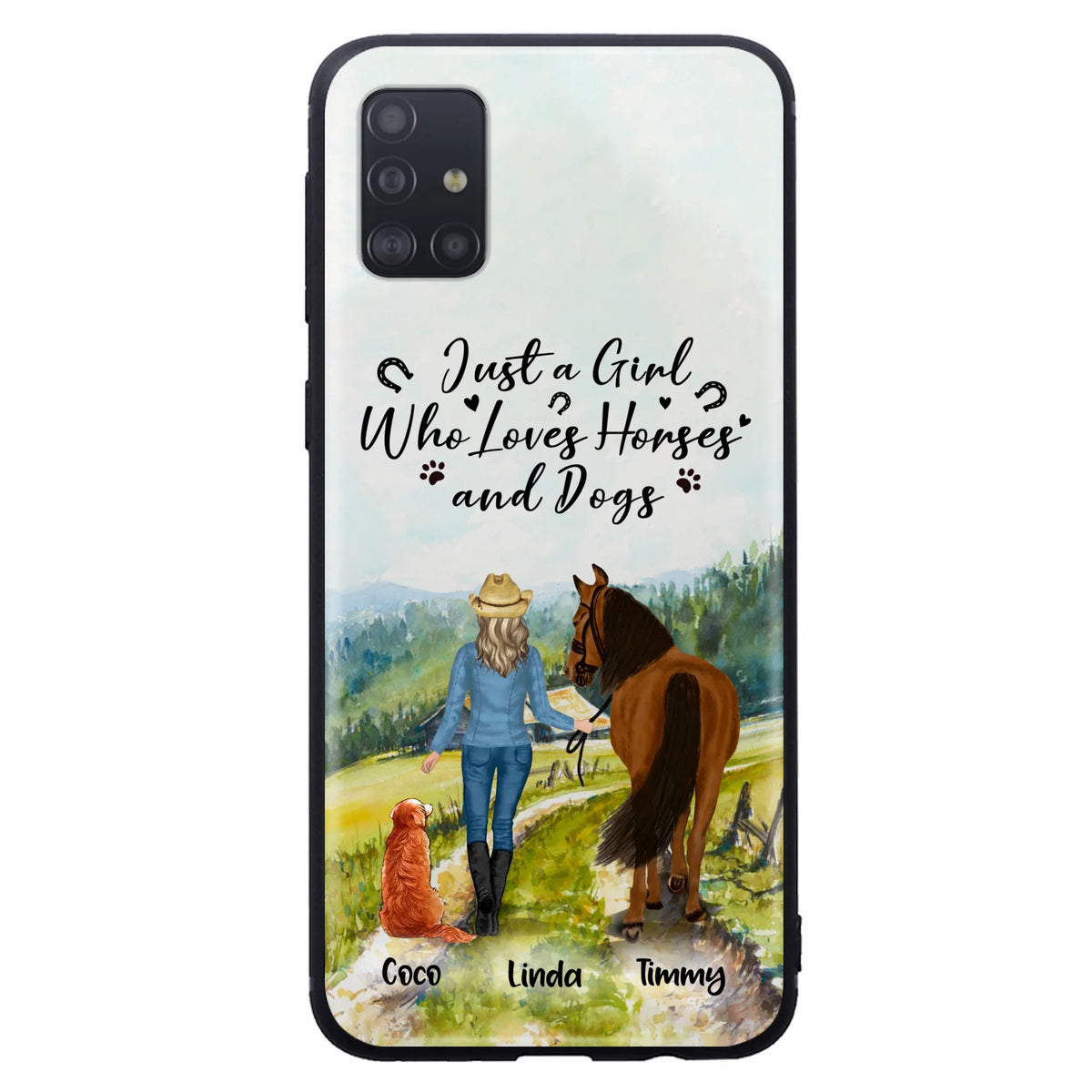 Personalized Horse And Dog Phone Case - Man/Woman/Girl/Boy With Upto 2 Horses And 4 Dogs - Gift For Horse/Dog Lover - Case For iPhone And Samsung