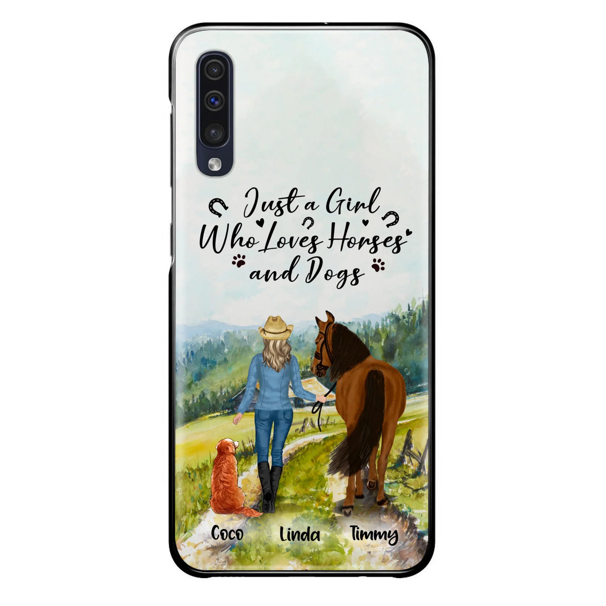 Personalized Horse And Dog Phone Case - Man/Woman/Girl/Boy With Upto 2 Horses And 4 Dogs - Gift For Horse/Dog Lover - Case For iPhone And Samsung