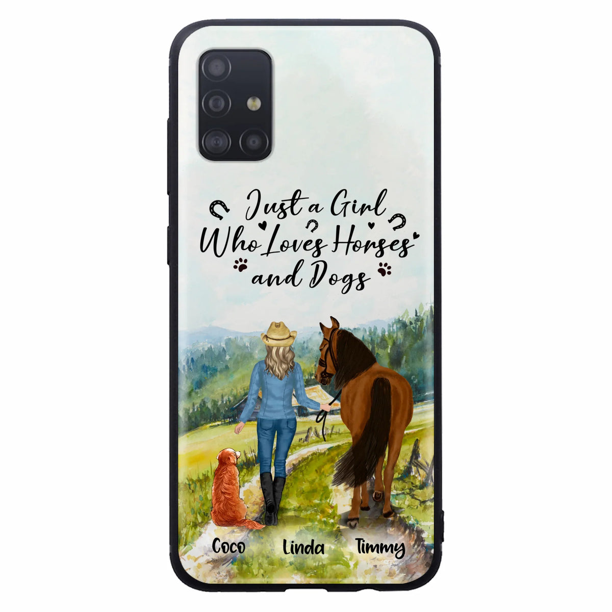 Personalized Horse And Dog Phone Case - Man/Woman/Girl/Boy With Upto 2 Horses And 4 Dogs - Gift For Horse/Dog Lover - Case For iPhone And Samsung