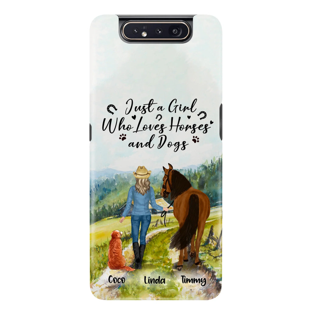 Personalized Horse And Dog Phone Case - Man/Woman/Girl/Boy With Upto 2 Horses And 4 Dogs - Gift For Horse/Dog Lover - Case For iPhone And Samsung