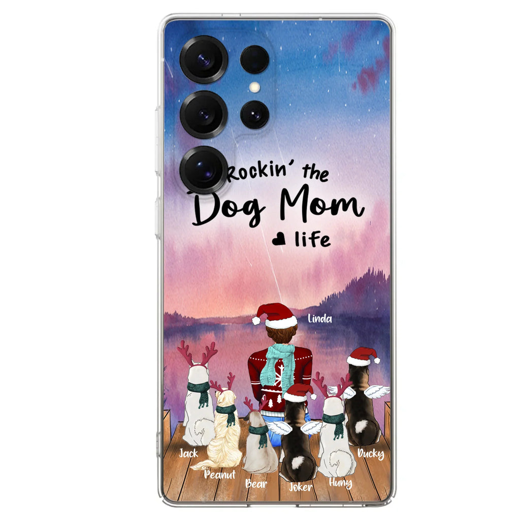 Personalized Christmas Pet Mom/Dad Phone Case - Up to 6 Pets - Rock'in The Dog Mom Life