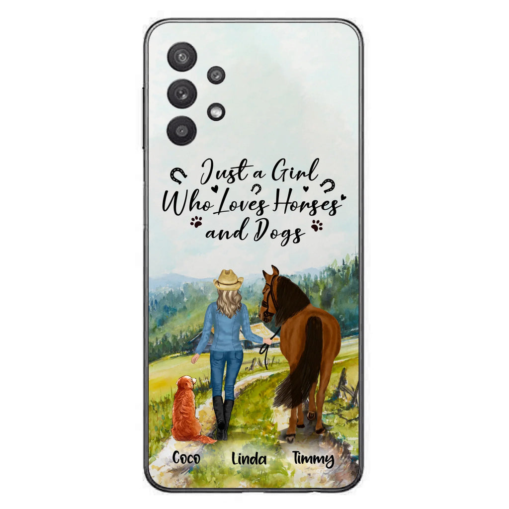 Personalized Horse And Dog Phone Case - Man/Woman/Girl/Boy With Upto 2 Horses And 4 Dogs - Gift For Horse/Dog Lover - Case For iPhone And Samsung