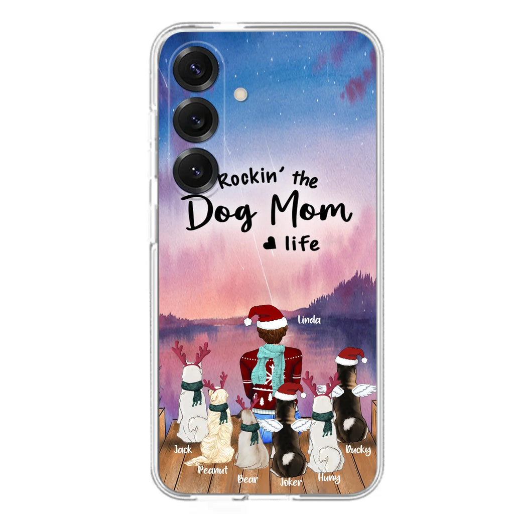 Personalized Christmas Pet Mom/Dad Phone Case - Up to 6 Pets - Rock'in The Dog Mom Life