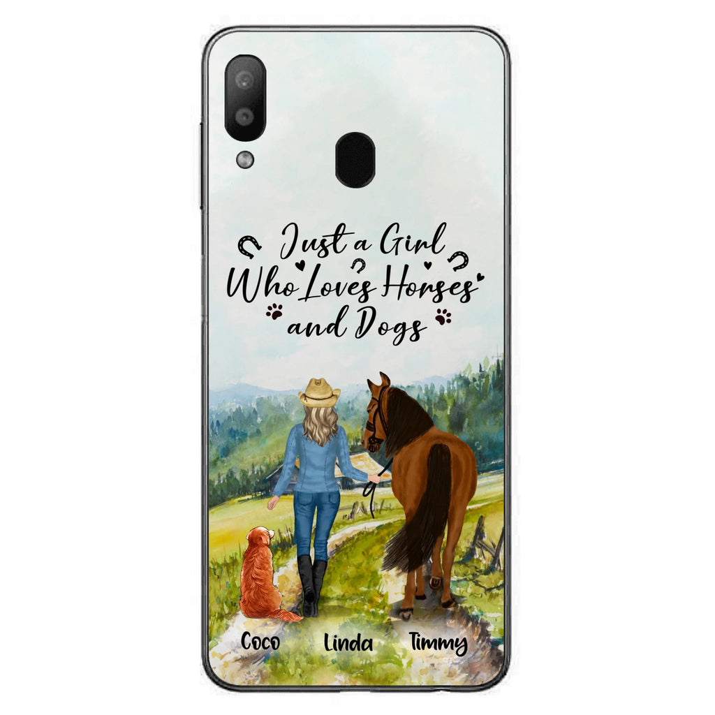 Personalized Horse And Dog Phone Case - Man/Woman/Girl/Boy With Upto 2 Horses And 4 Dogs - Gift For Horse/Dog Lover - Case For iPhone And Samsung