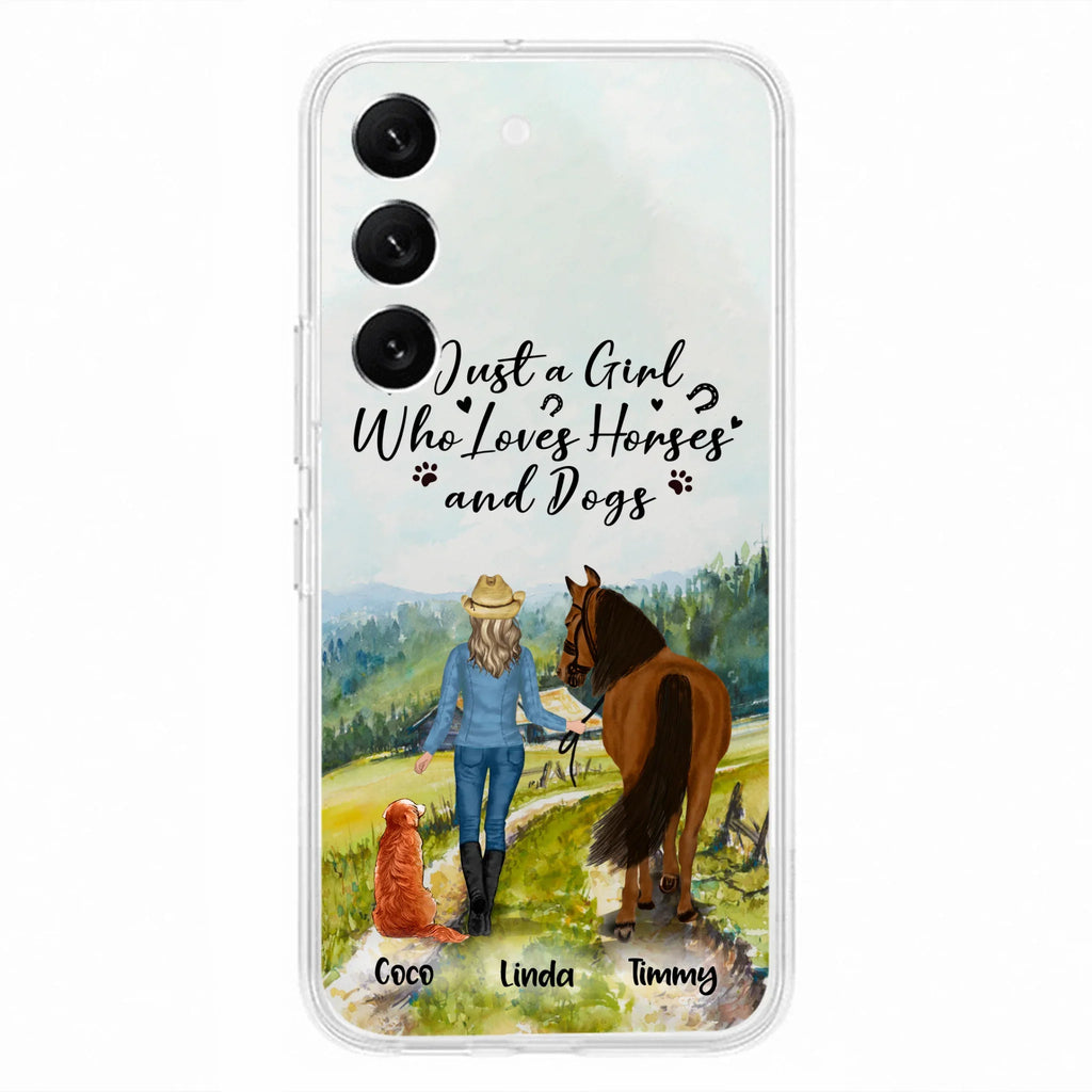 Personalized Horse And Dog Phone Case - Man/Woman/Girl/Boy With Upto 2 Horses And 4 Dogs - Gift For Horse/Dog Lover - Case For iPhone And Samsung