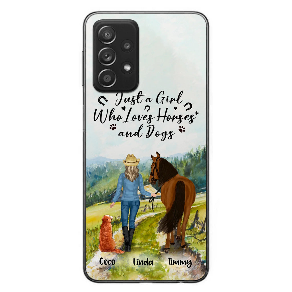 Personalized Horse And Dog Phone Case - Man/Woman/Girl/Boy With Upto 2 Horses And 4 Dogs - Gift For Horse/Dog Lover - Case For iPhone And Samsung
