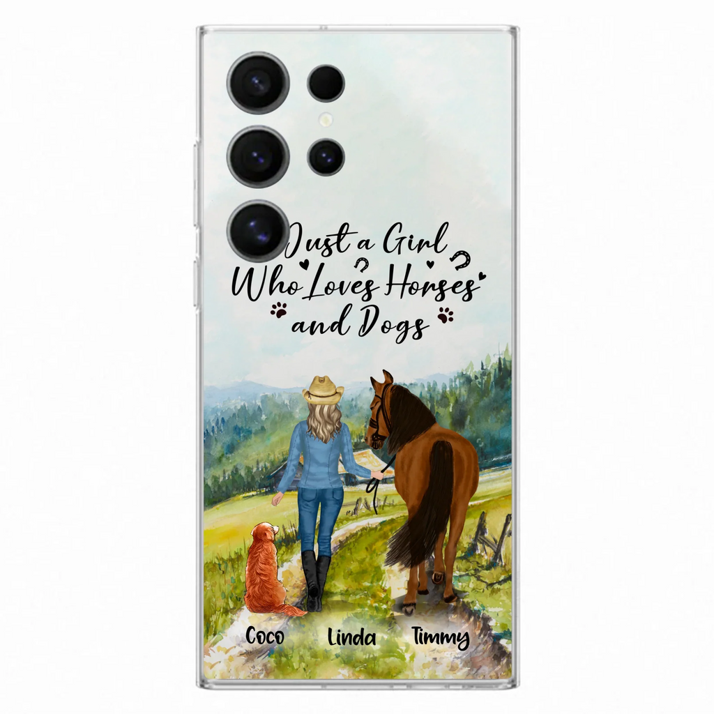 Personalized Horse And Dog Phone Case - Man/Woman/Girl/Boy With Upto 2 Horses And 4 Dogs - Gift For Horse/Dog Lover - Case For iPhone And Samsung