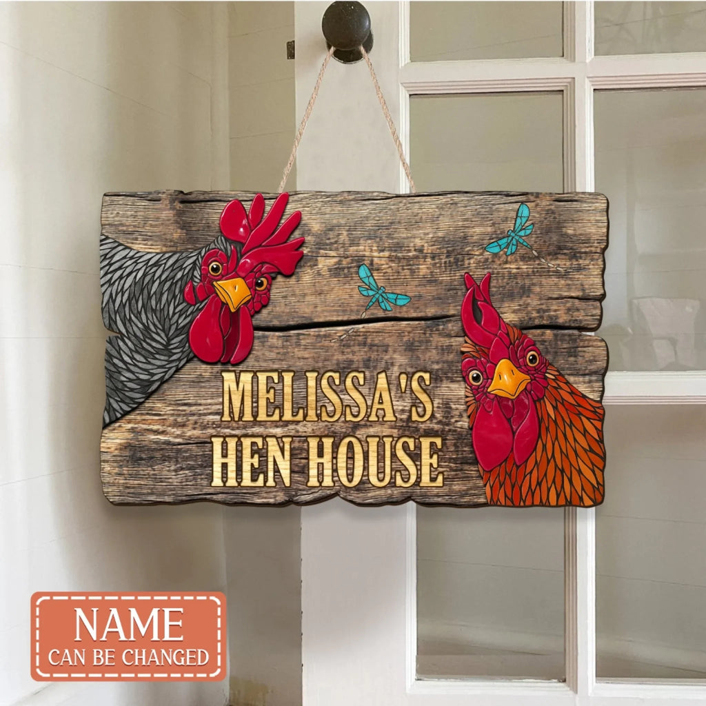 Custom Name Chicken Coop Wooden Sign - Gift Idea For Chicken Lover