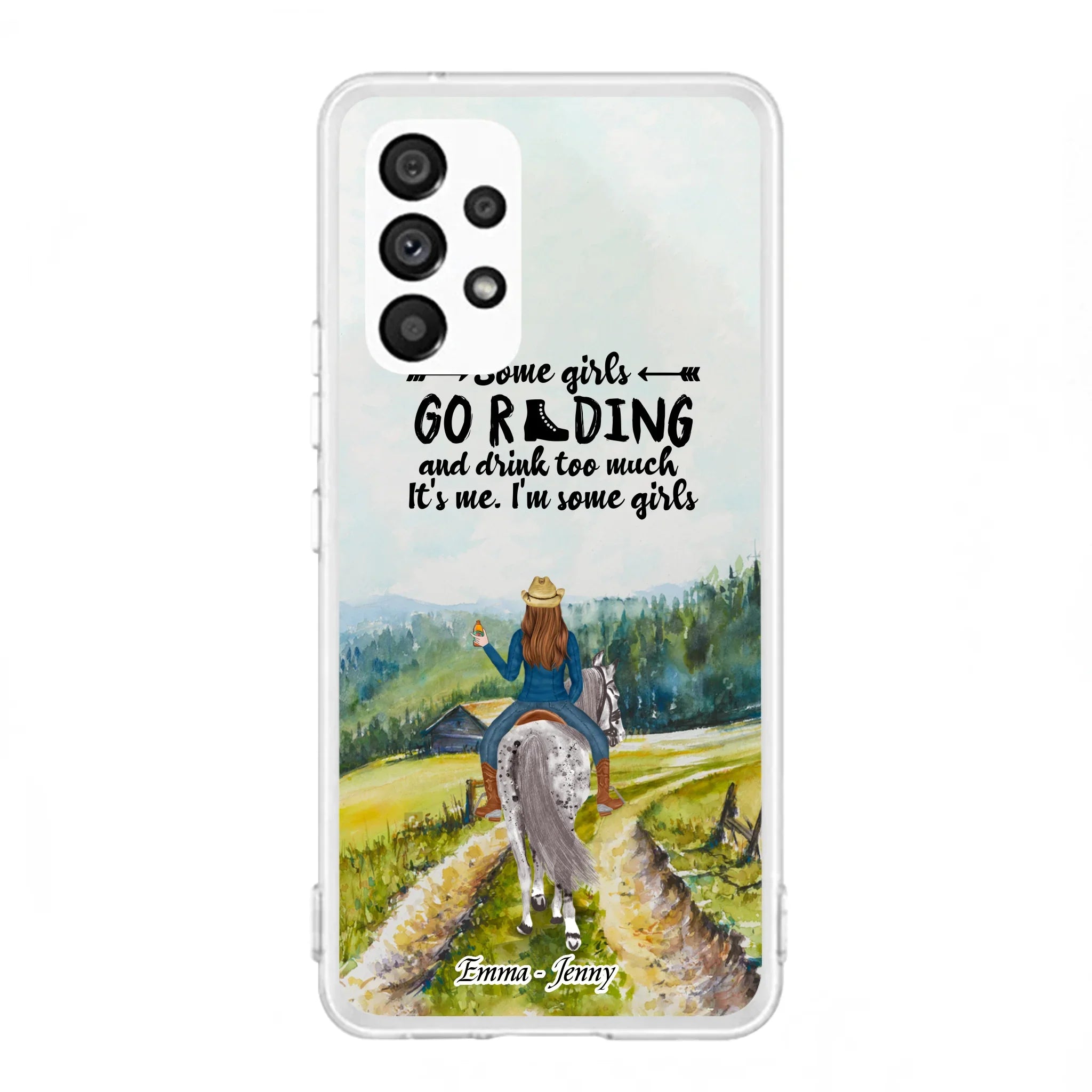Custom Personalized Riding Horse Phone Case - Upto 2 Girls - Best Gift For Horse Lover/Friends - Some Girls Go Riding And Drink Too Much It's Me - Case For Iphone/Samsung