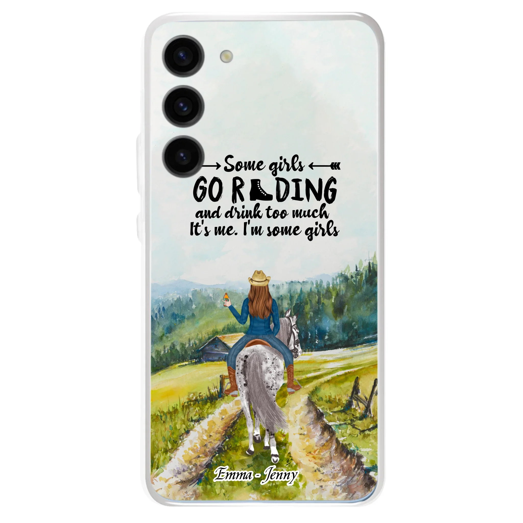 Custom Personalized Riding Horse Phone Case - Upto 2 Girls - Best Gift For Horse Lover/Friends - Some Girls Go Riding And Drink Too Much It's Me - Case For Iphone/Samsung