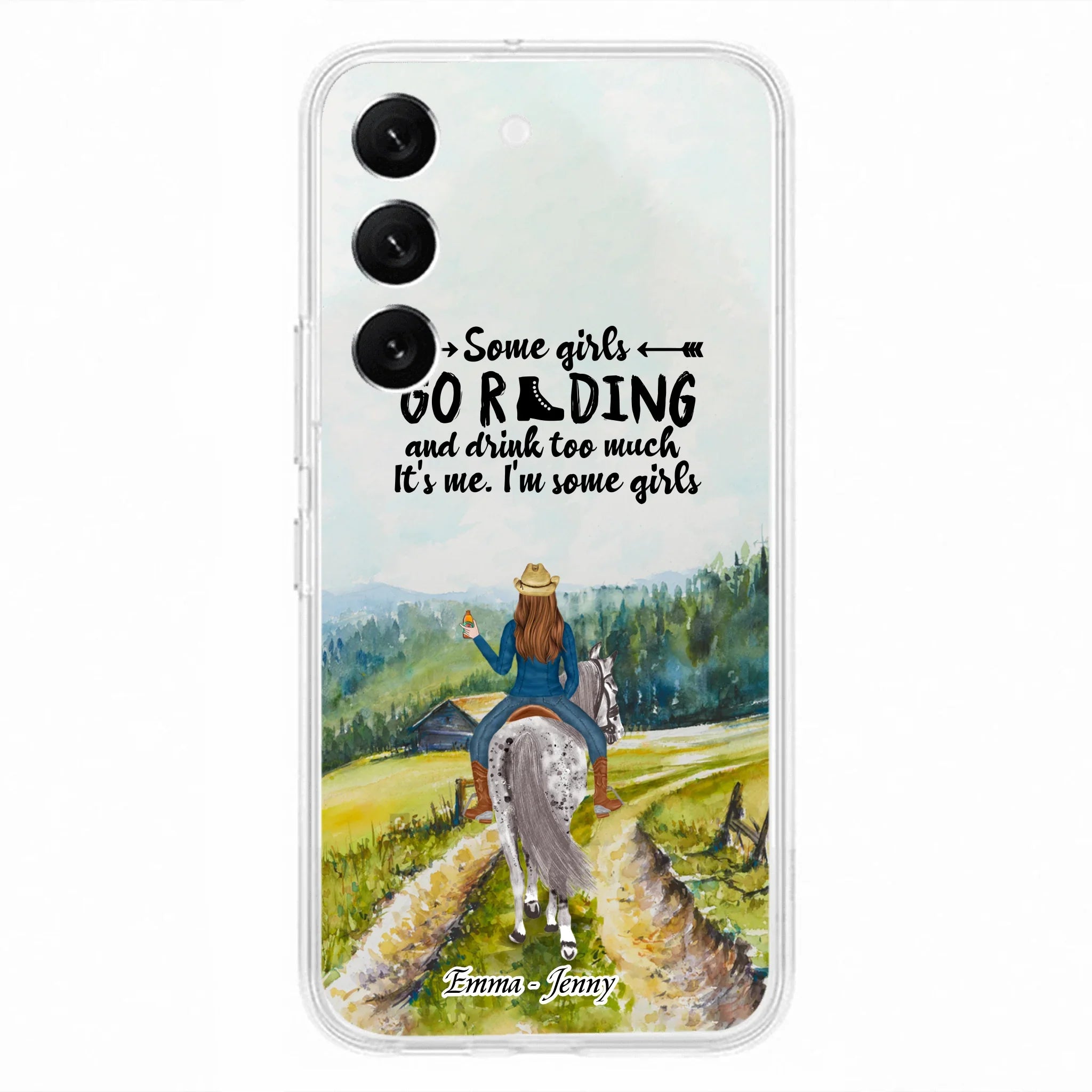 Custom Personalized Riding Horse Phone Case - Upto 2 Girls - Best Gift For Horse Lover/Friends - Some Girls Go Riding And Drink Too Much It's Me - Case For Iphone/Samsung