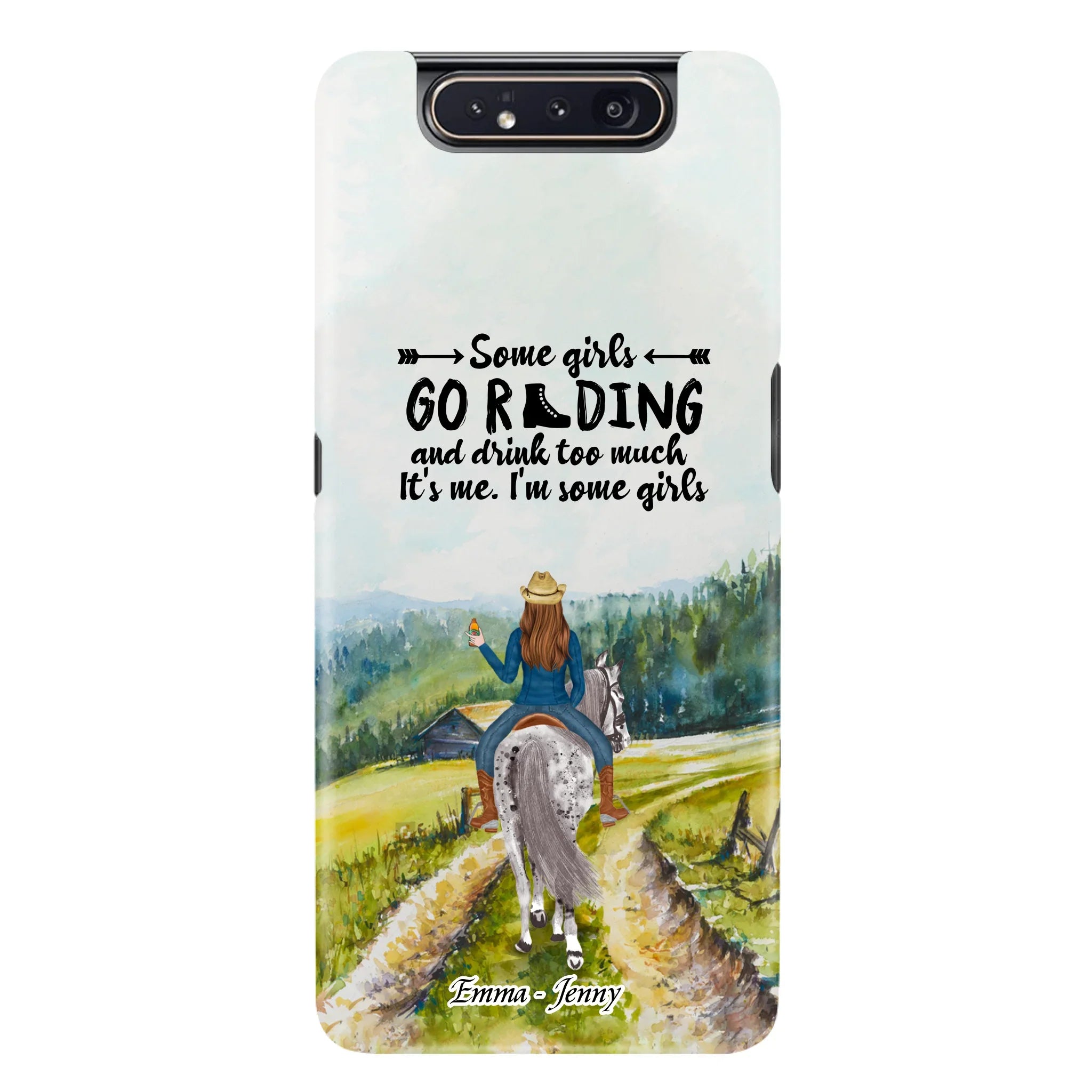 Custom Personalized Riding Horse Phone Case - Upto 2 Girls - Best Gift For Horse Lover/Friends - Some Girls Go Riding And Drink Too Much It's Me - Case For Iphone/Samsung