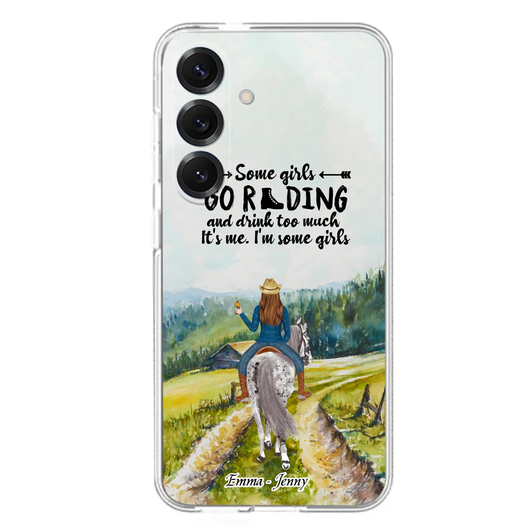 Custom Personalized Riding Horse Phone Case - Upto 2 Girls - Best Gift For Horse Lover/Friends - Some Girls Go Riding And Drink Too Much It's Me - Case For Iphone/Samsung