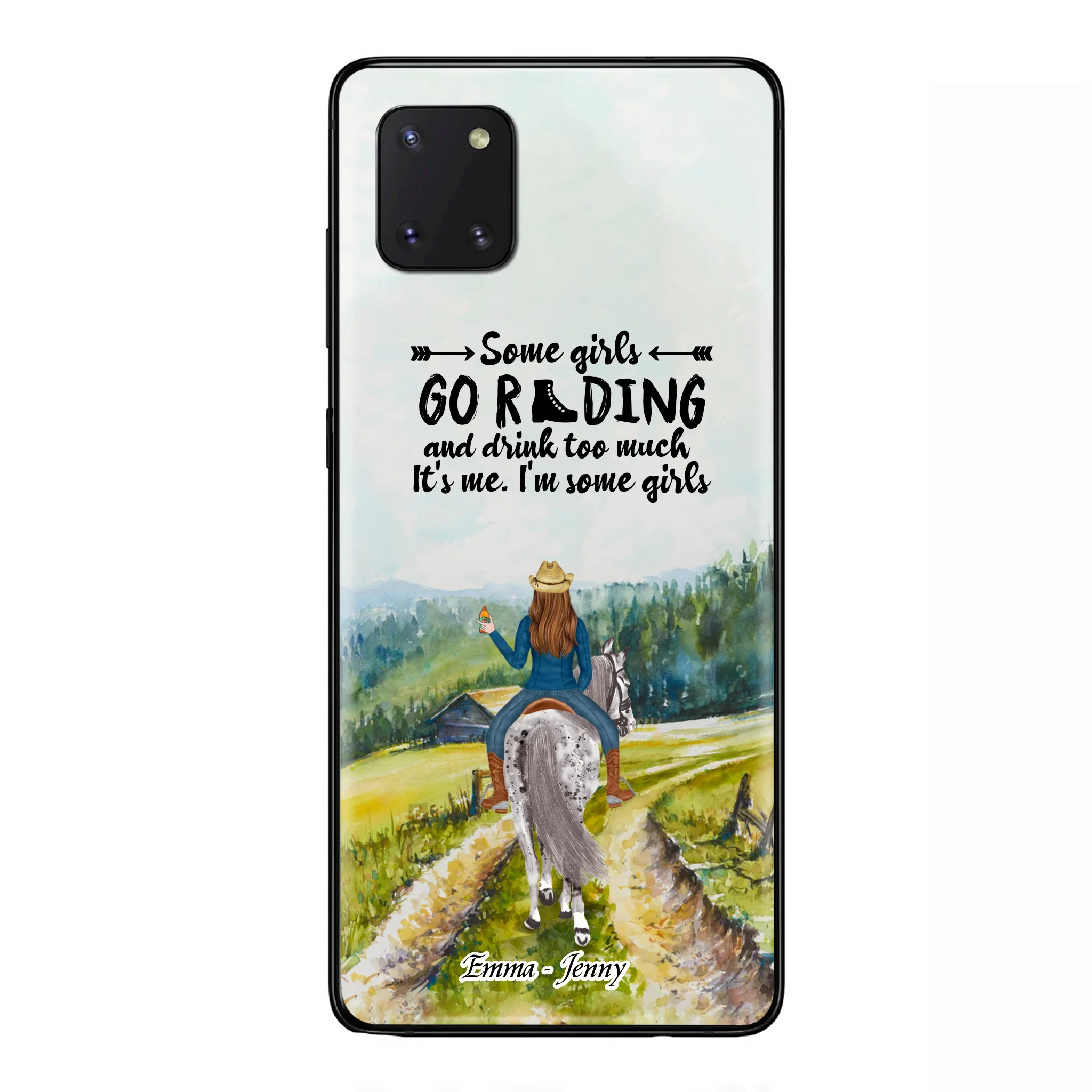 Custom Personalized Riding Horse Phone Case - Upto 2 Girls - Best Gift For Horse Lover/Friends - Some Girls Go Riding And Drink Too Much It's Me - Case For Iphone/Samsung