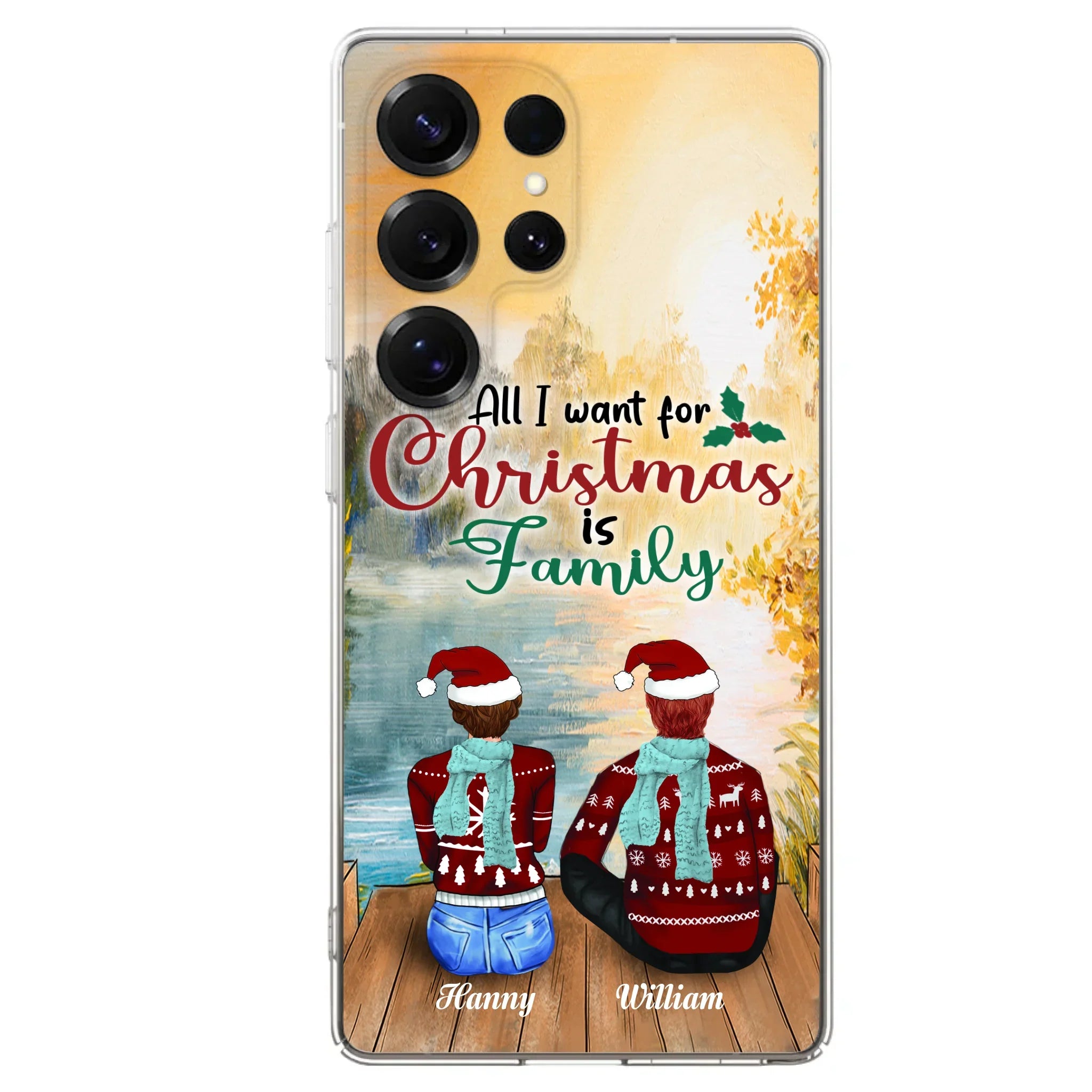 Custom Personalized Family Phone Case - Couple/ Parents With Upto 3 Kids, 3 Pets - Gift For Family - Case For iPhone And Samsung