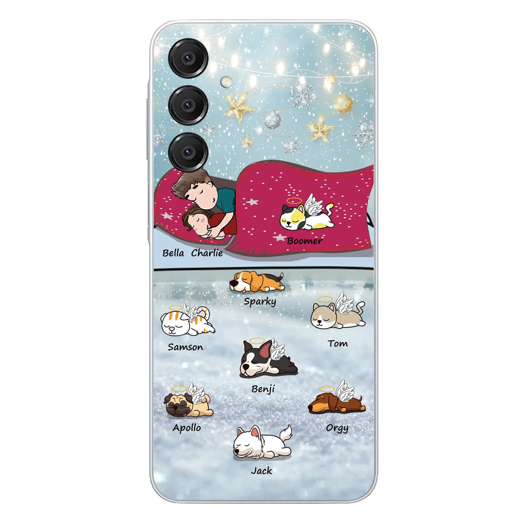 Custom Personalized Couple With Pet Phone Case - Upto 8 Pets - Best Gift For Dog/ Cat Lover - Case For Iphone And Samsung