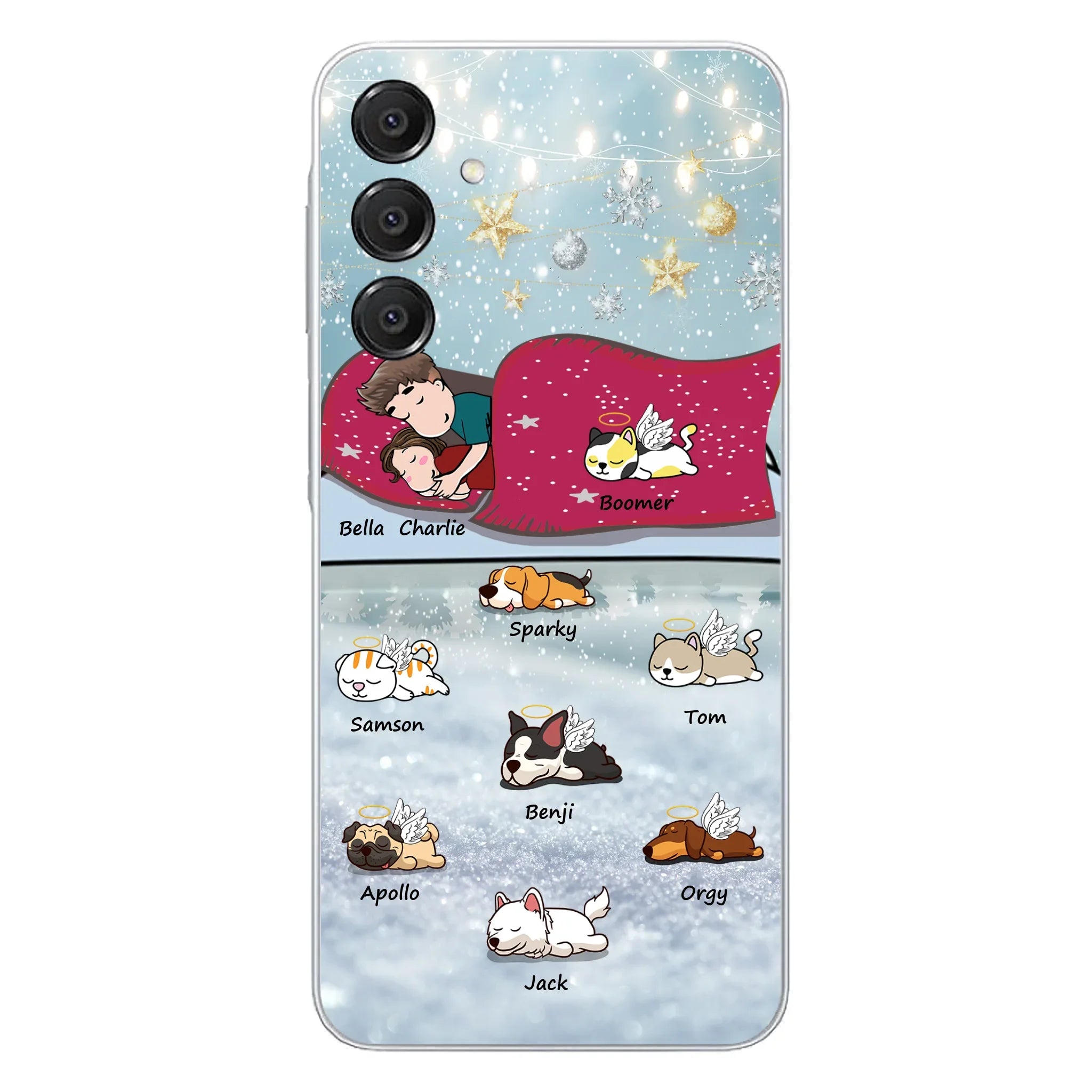 Custom Personalized Couple With Pet Phone Case - Upto 8 Pets - Best Gift For Dog/ Cat Lover - Case For Iphone And Samsung