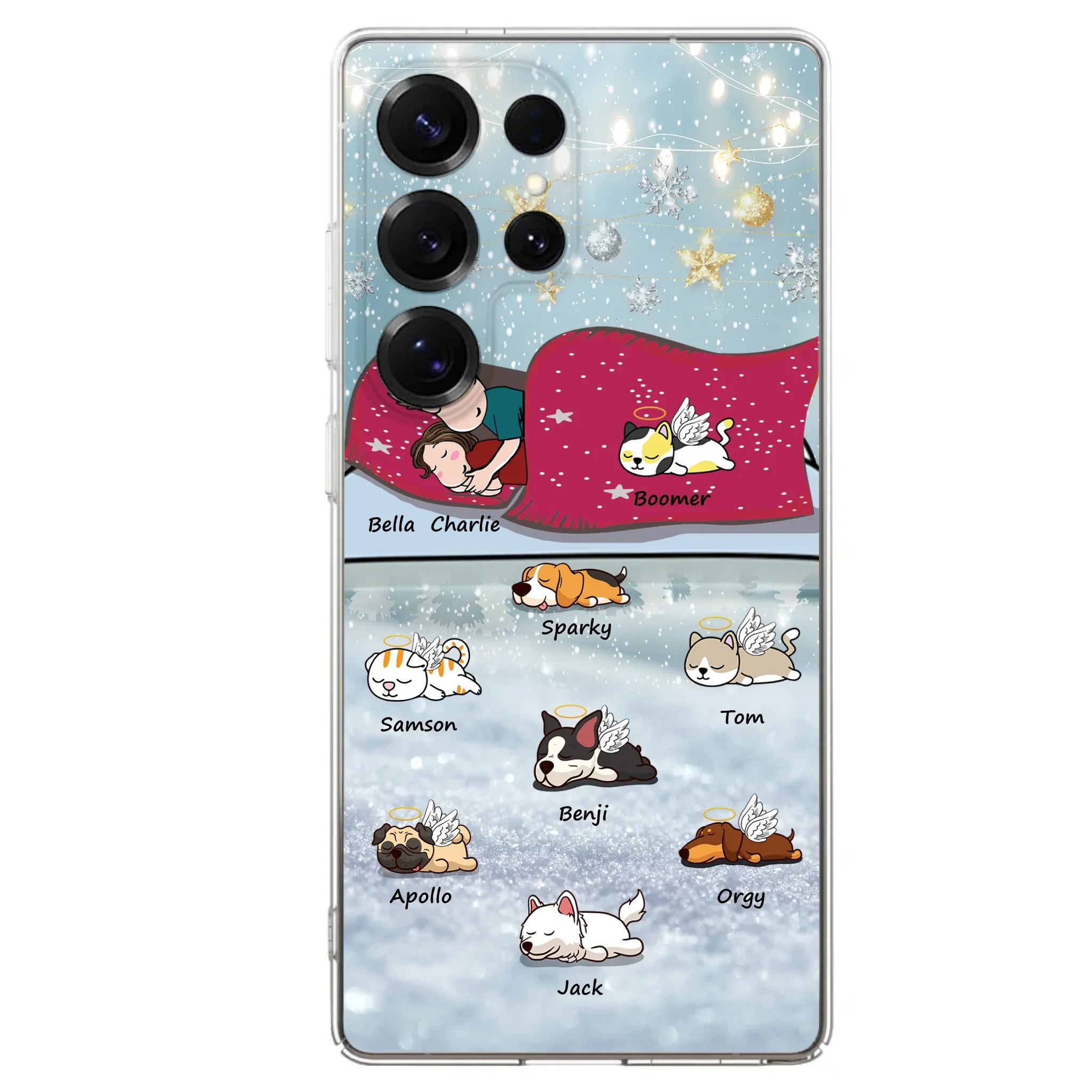 Custom Personalized Couple With Pet Phone Case - Upto 8 Pets - Best Gift For Dog/ Cat Lover - Case For Iphone And Samsung