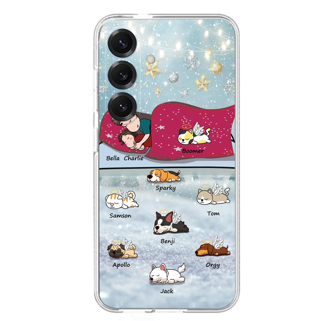 Custom Personalized Couple With Pet Phone Case - Upto 8 Pets - Best Gift For Dog/ Cat Lover - Case For Iphone And Samsung