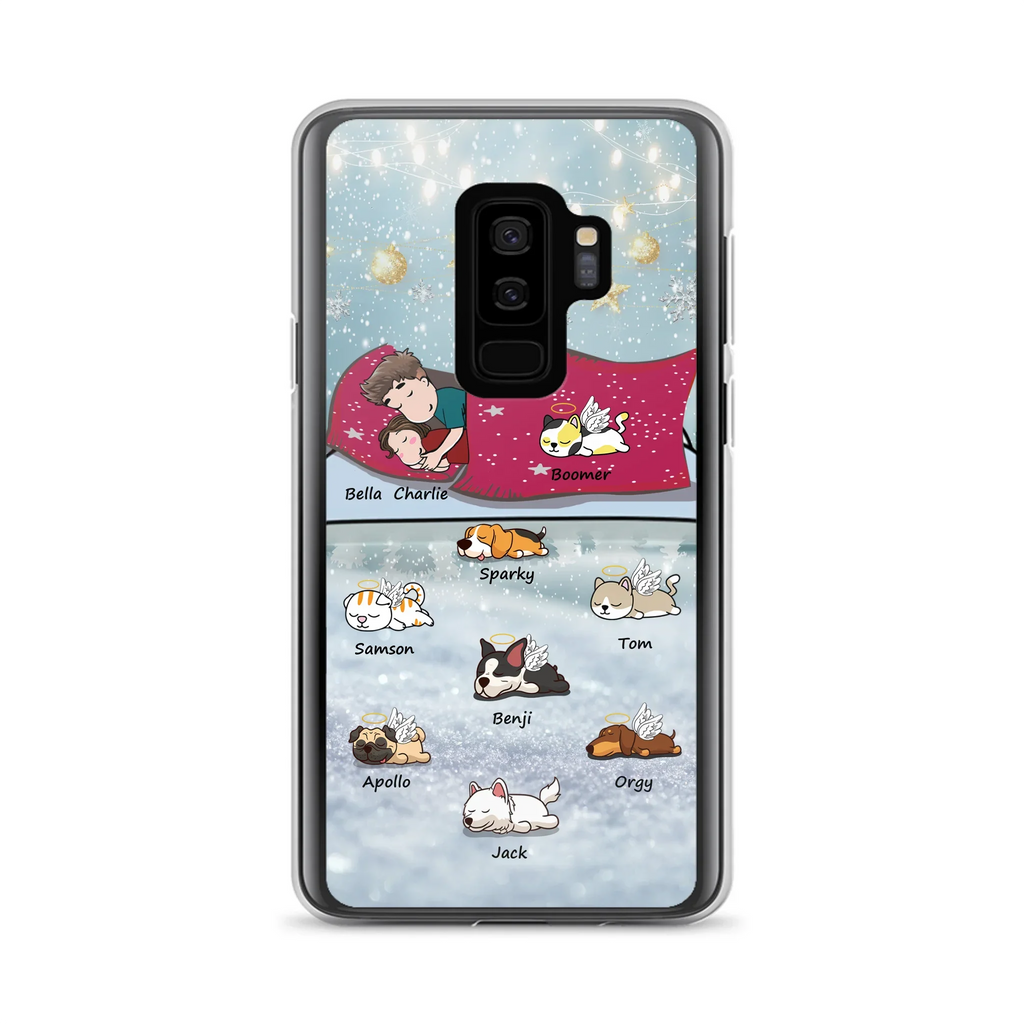 Custom Personalized Couple With Pet Phone Case - Upto 8 Pets - Best Gift For Dog/ Cat Lover - Case For Iphone And Samsung
