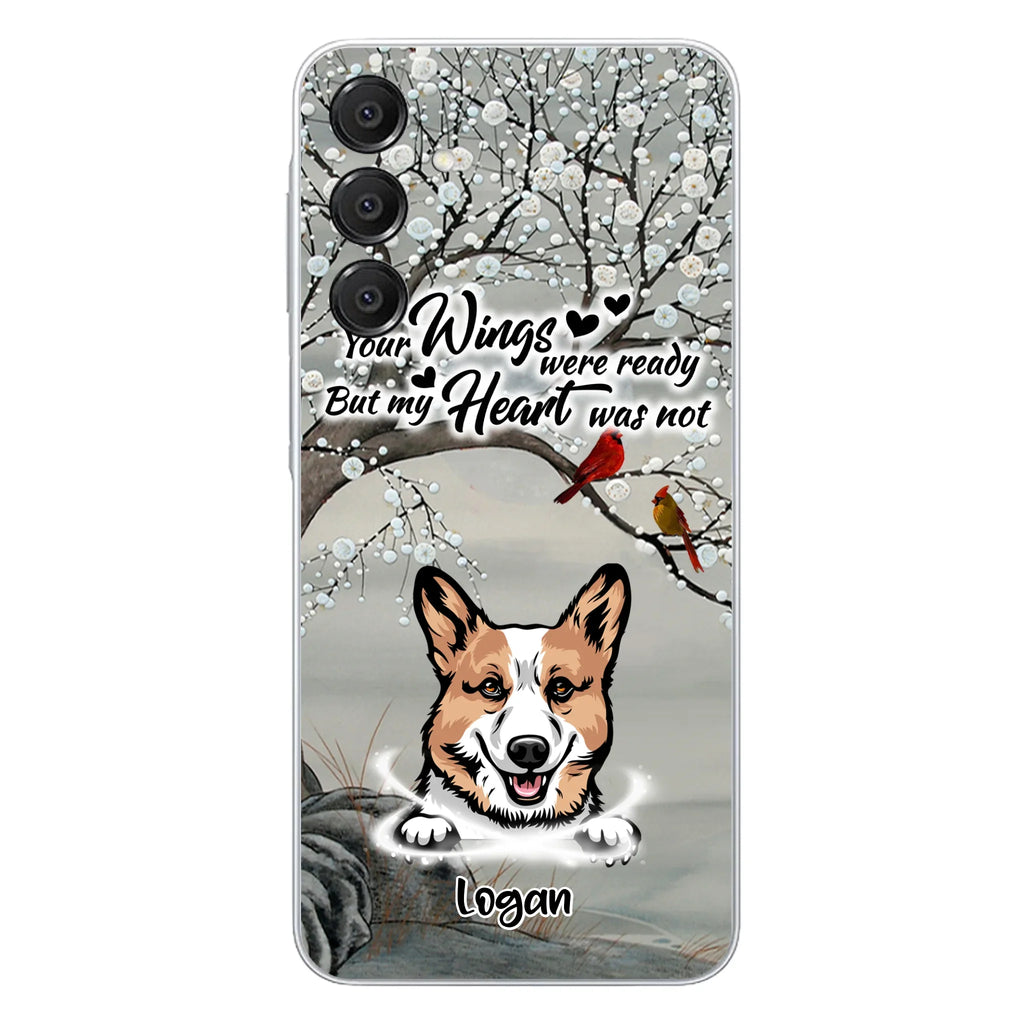 Custom Personalized Memorial Dog Cat Phone Case - Upto 3 Pets - Best Gift For Dog/ Cat Lover - Your Wings Were Ready But My Heart Was Not - Case For iPhone And Samsung