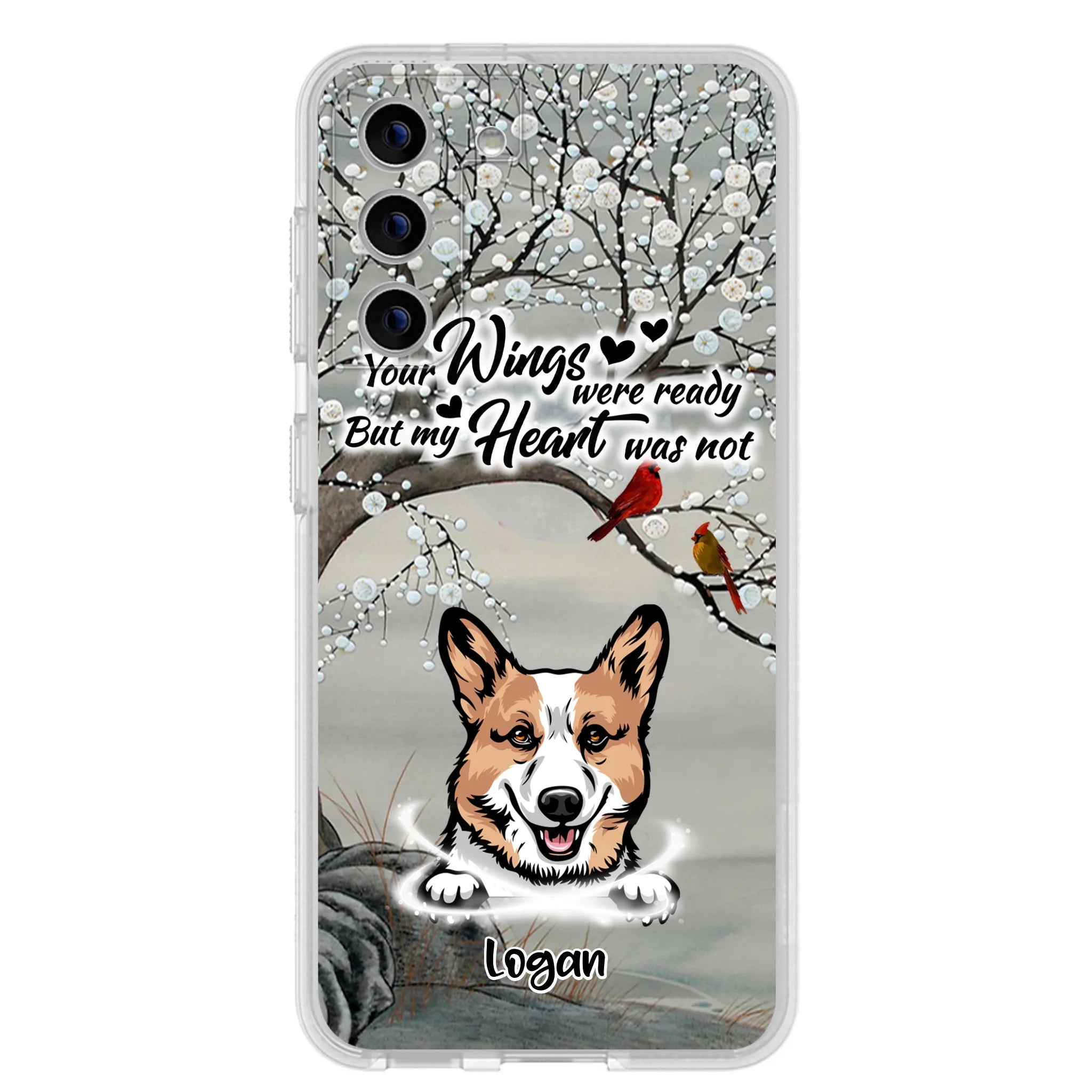 Custom Personalized Memorial Dog Cat Phone Case - Upto 3 Pets - Best Gift For Dog/ Cat Lover - Your Wings Were Ready But My Heart Was Not - Case For iPhone And Samsung