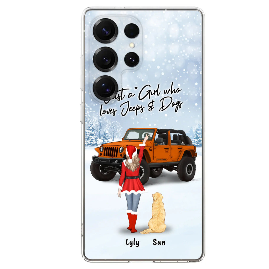 Custom Personalized Christmas Off-road Girl Phone Case - Girl With Upto 4 Pets - Christmas Gift For Dog/ Cat Lover - Just A Girl - Case For iPhone And Samsung