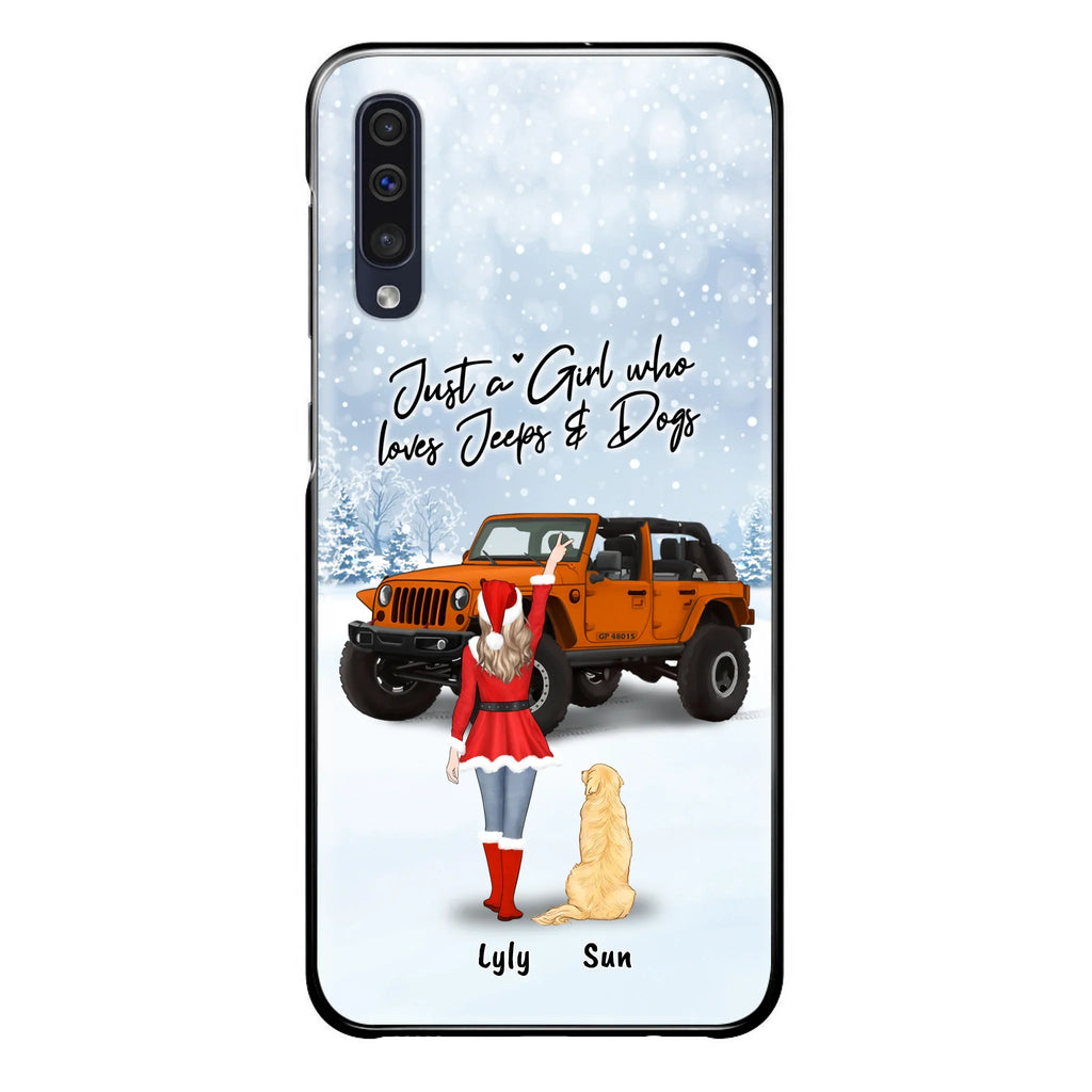 Custom Personalized Christmas Off-road Girl Phone Case - Girl With Upto 4 Pets - Christmas Gift For Dog/ Cat Lover - Just A Girl - Case For iPhone And Samsung