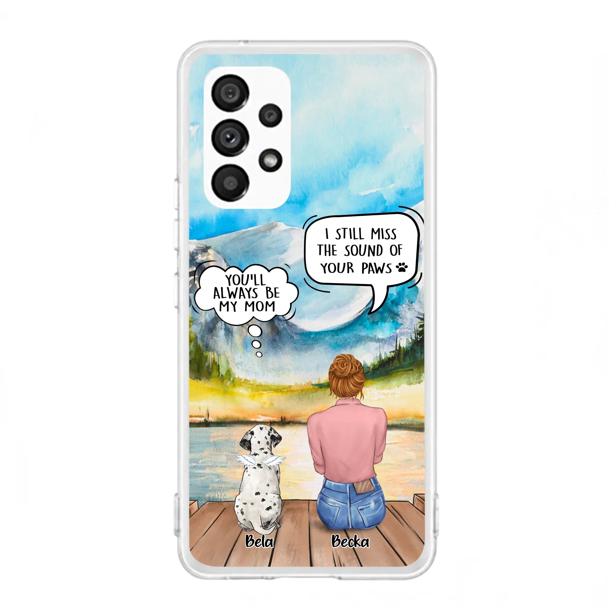 Custom Personalized Memorial Pet Mom Phone Case - Woman With Upto 5 Pets - Best Gift For Pet Lover - It's So Hard To Say Goodbye - Case For Iphone/Samsung