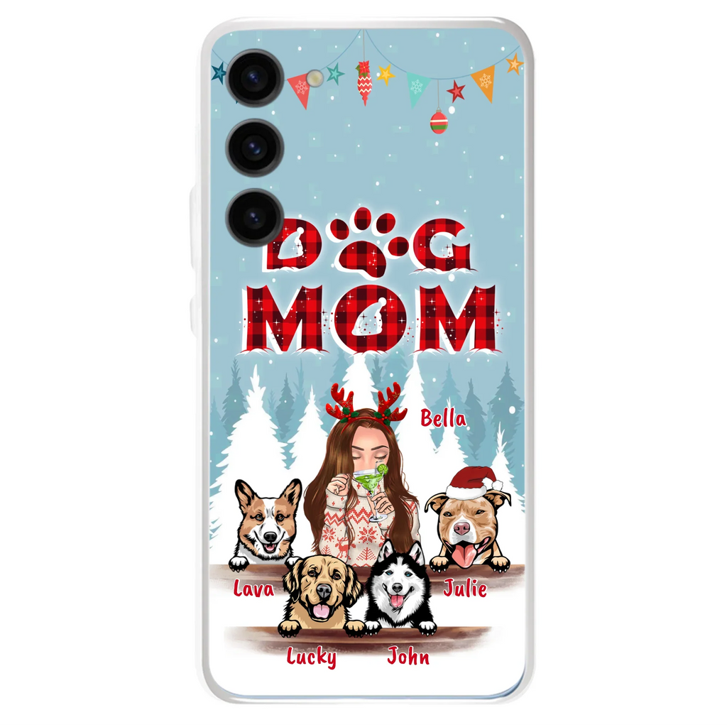 Custom Personalized Pet Mom Xmas Phone Case - Upto 4 Pets - Best Gift For Dog/Cat Lover - Case For Iphone/Samsung - 2T7CRT