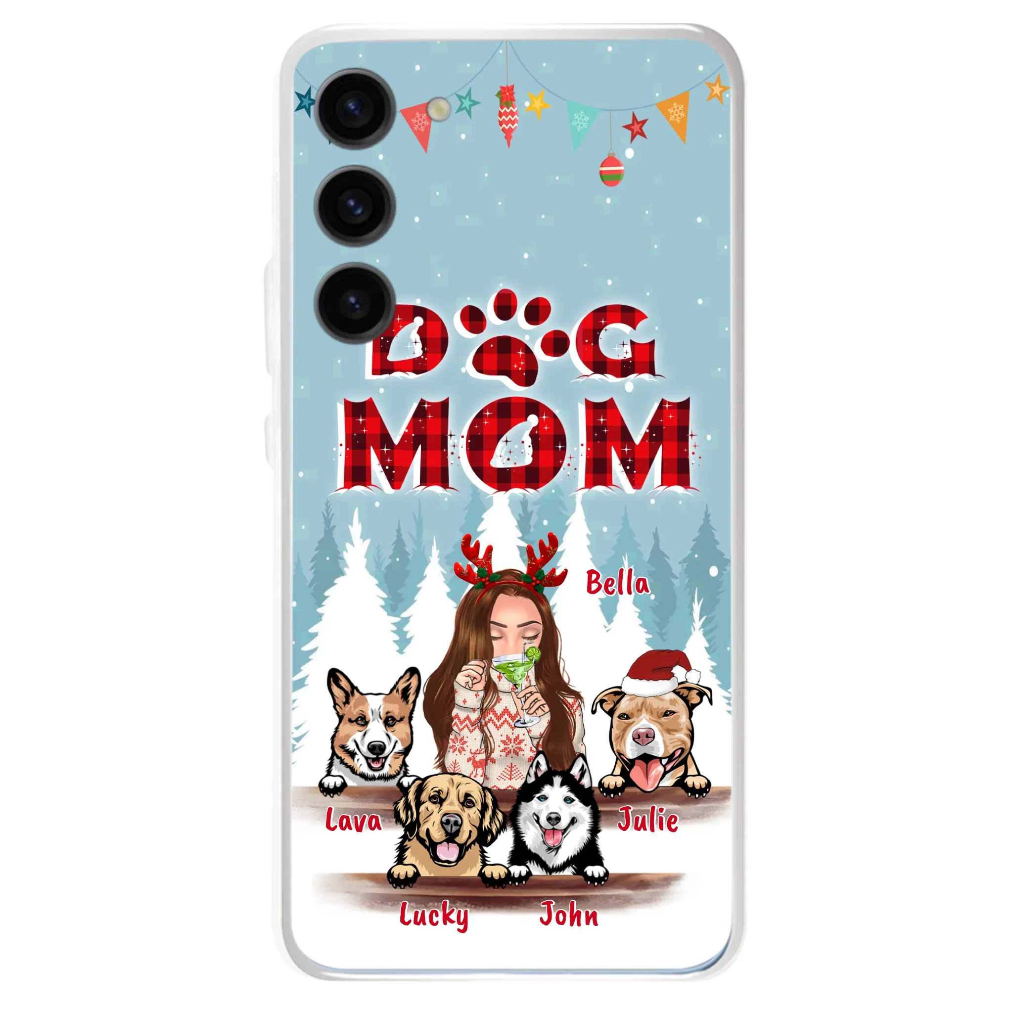 Custom Personalized Pet Mom Xmas Phone Case - Upto 4 Pets - Best Gift For Dog/Cat Lover - Case For Iphone/Samsung - 2T7CRT