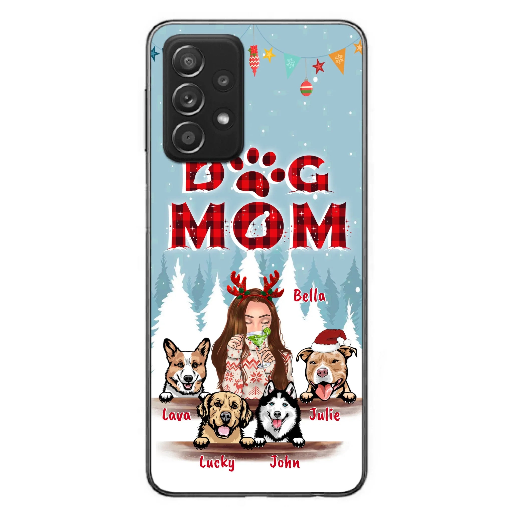 Custom Personalized Pet Mom Xmas Phone Case - Upto 4 Pets - Best Gift For Dog/Cat Lover - Case For Iphone/Samsung - 2T7CRT