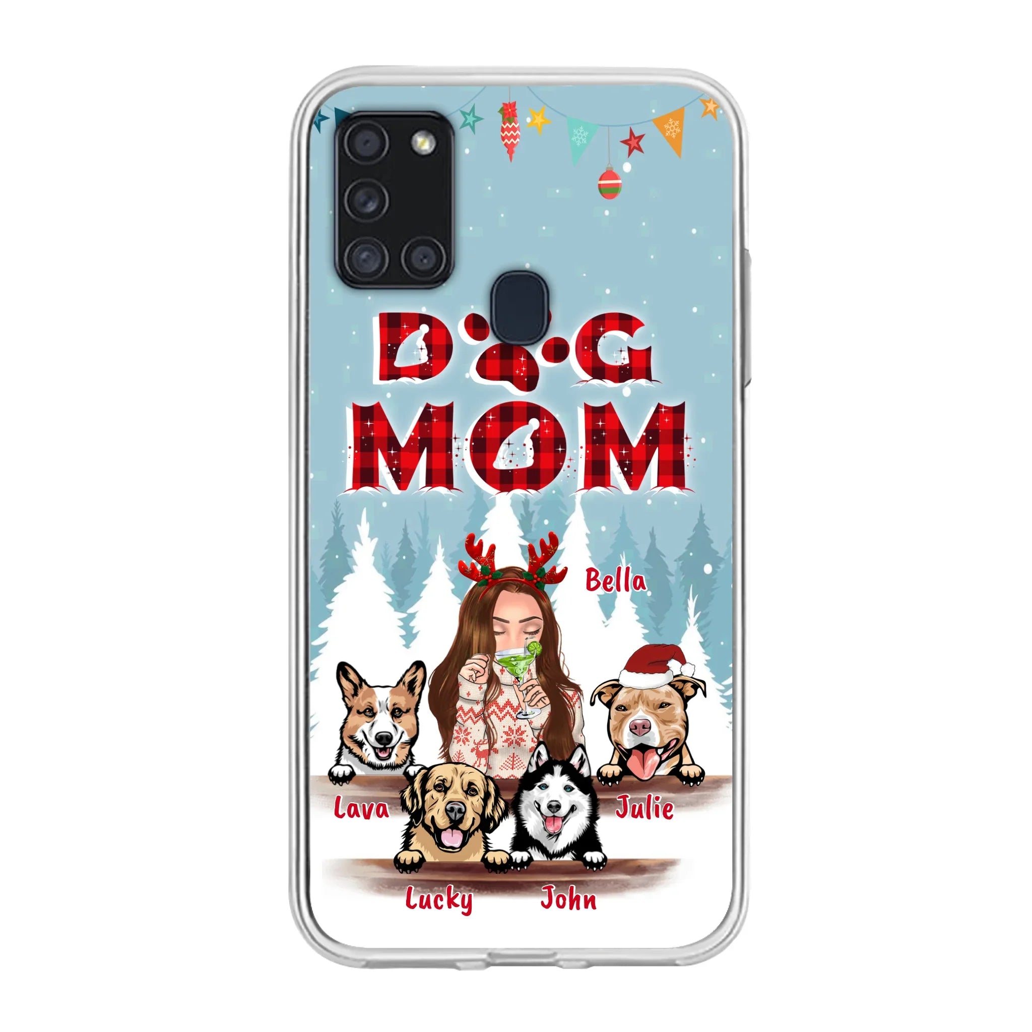 Custom Personalized Pet Mom Xmas Phone Case - Upto 4 Pets - Best Gift For Dog/Cat Lover - Case For Iphone/Samsung - 2T7CRT
