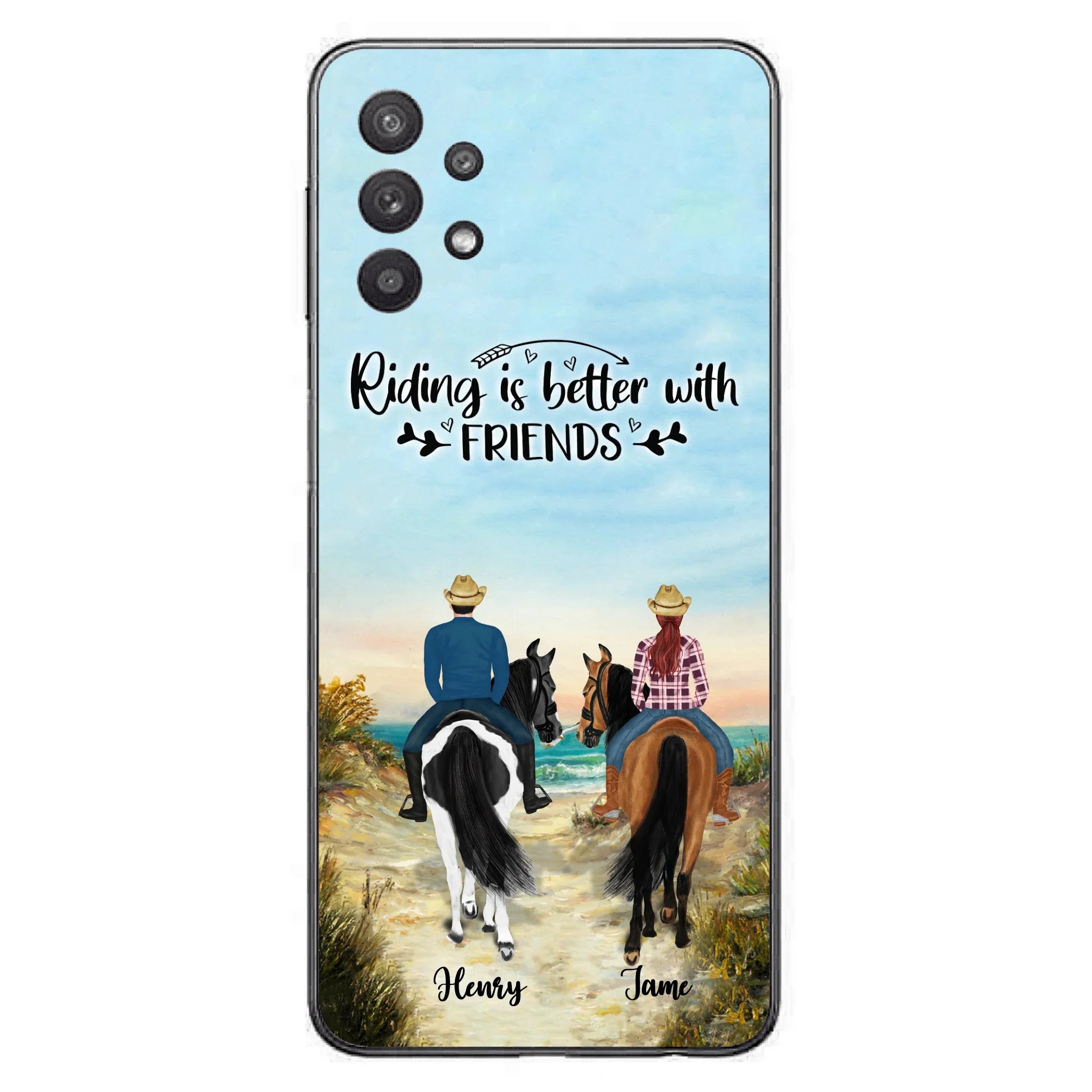 Custom Personalized Friend Riding Horse Phone Case - Best Gift For Horse Love -Riding Is Better With Friends - Case For iPhone And Samsung