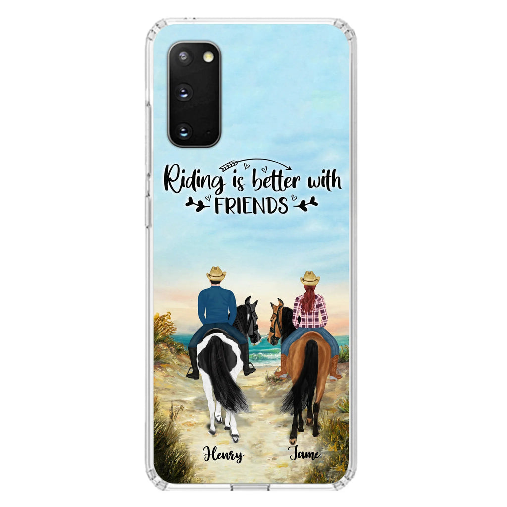 Custom Personalized Friend Riding Horse Phone Case - Best Gift For Horse Love -Riding Is Better With Friends - Case For iPhone And Samsung